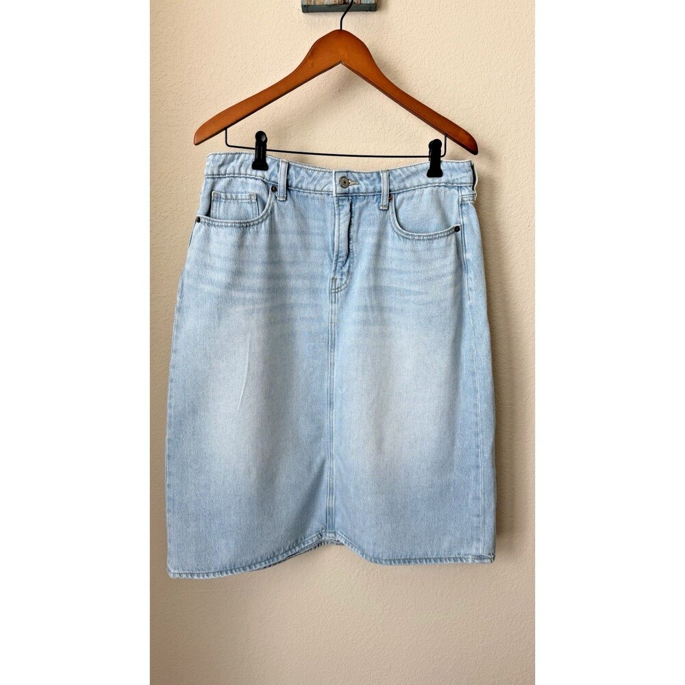 Old Navy Size 14 Light Wash Extra High Rise Secret Smooth Pockets Denim Skirt - Picture 1 of 7